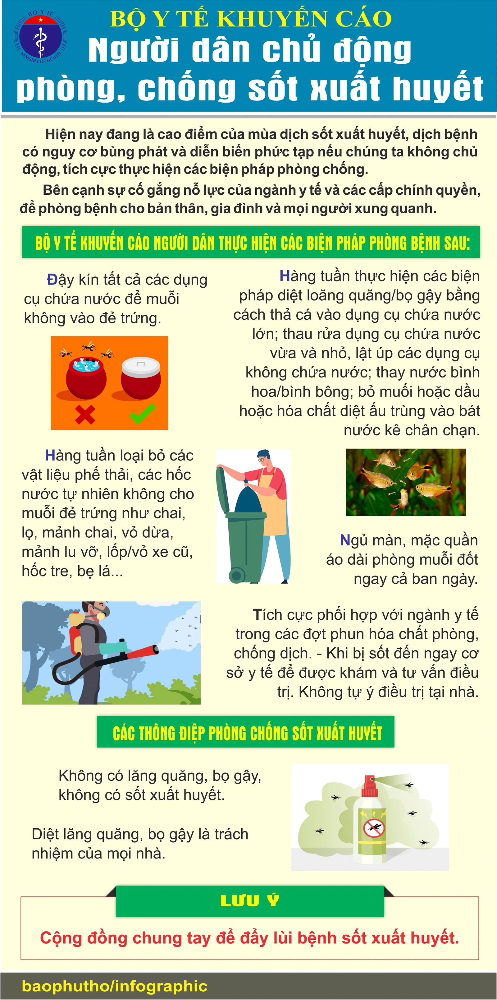 Bộ Y tế khuyến cáo người dân chủ động phòng, chống sốt xuất huyết