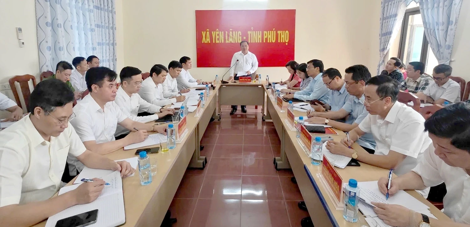 Phó Bí thư Thường trực Tỉnh ủy Nguyễn Phi Long kiểm tra thực tế tại xã Yên Lãng