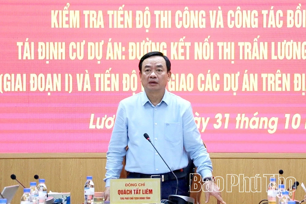 Phó Chủ tịch UBND tỉnh Quách Tất Liêm kiểm tra tiến độ Dự án đường kết nối thị trấn Lương Sơn - Xuân Mai