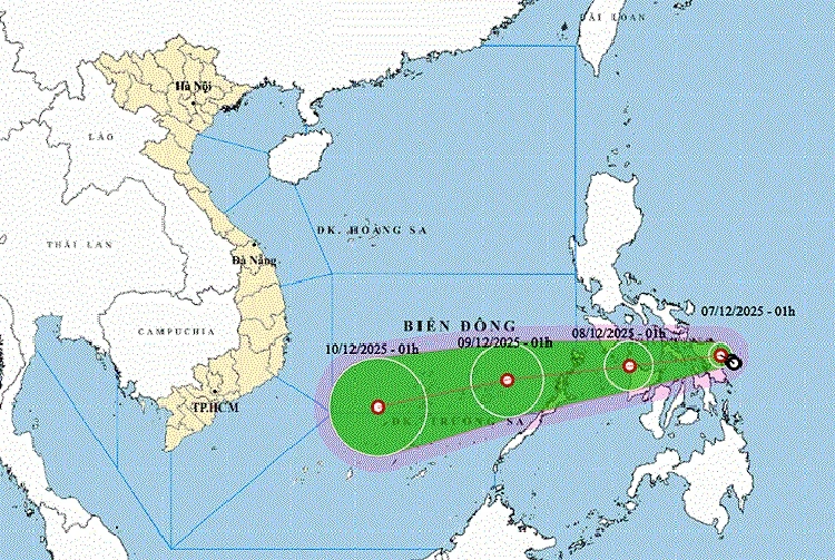 Thời tiết ngày 7/12: Áp thấp nhiệt đới tiến vào Biển Đông, gây gió mạnh và biển động