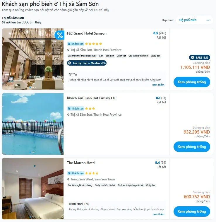 Gợi ý khách sạn, resort tốt nhất ở Sầm Sơn cho kỳ nghỉ gia đình dịp cuối năm