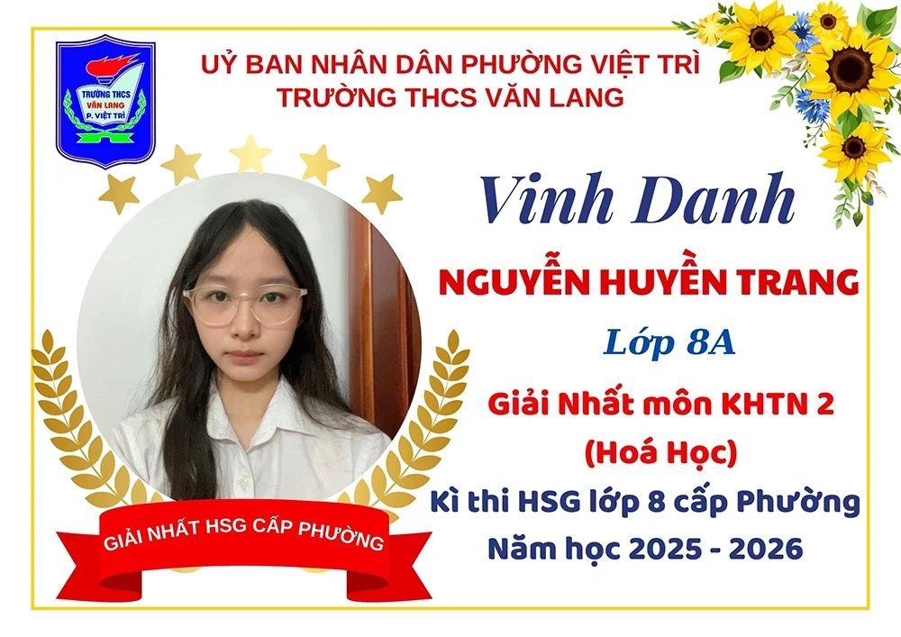 Trường THCS Văn Lang đạt 91 giải trong kỳ thi học sinh giỏi lớp 8 cấp phường