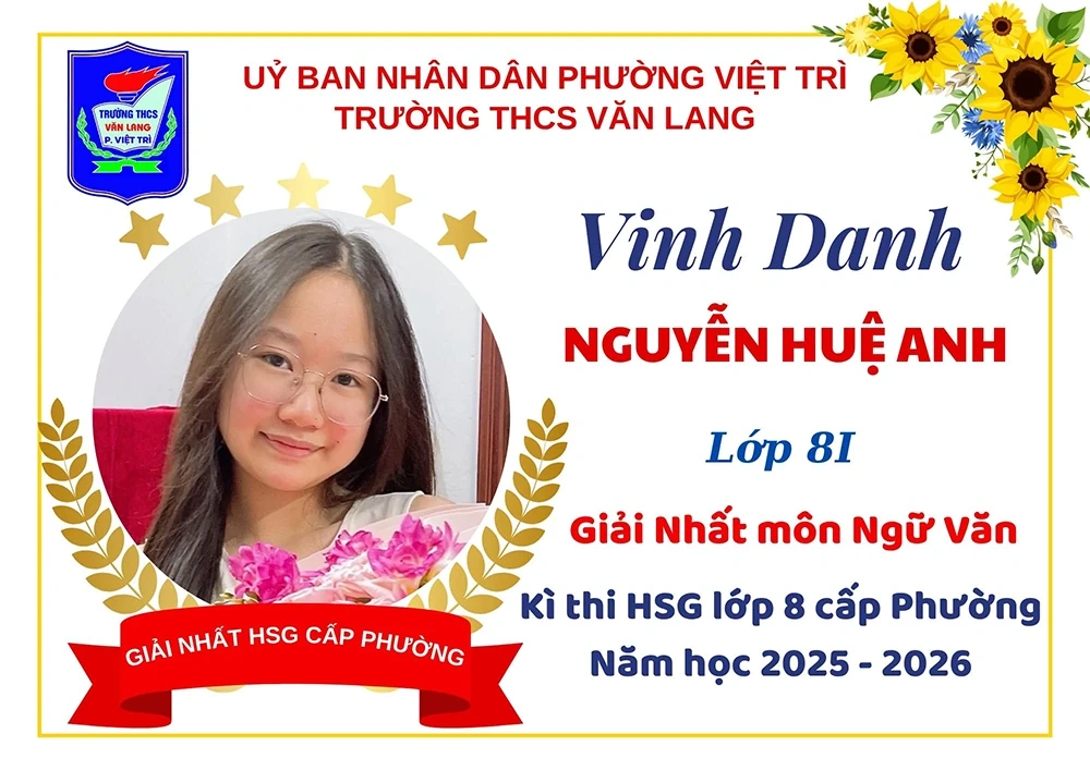 Trường THCS Văn Lang đạt 91 giải trong kỳ thi học sinh giỏi lớp 8 cấp phường