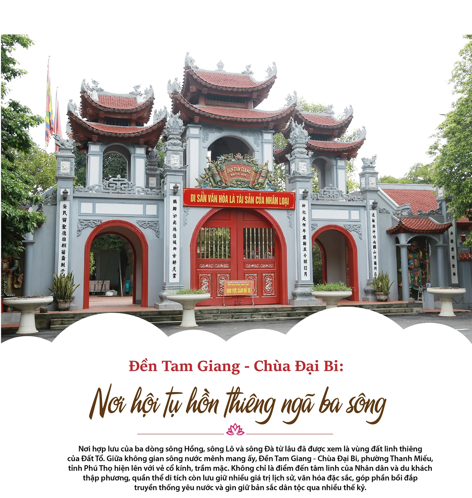 Đền Tam Giang - Chùa Đại Bi: Nơi hội tụ hồn thiêng ngã ba sông