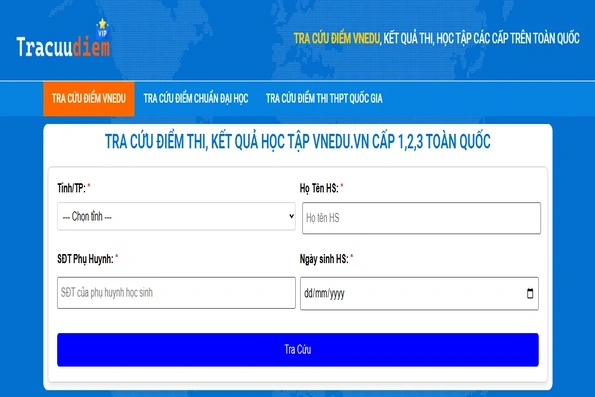 Hướng dẫn tra cứu điểm thi trực tuyến tại tracuudiem.vip