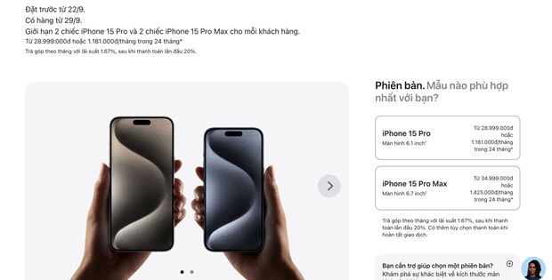 Khách Việt nhận iPhone 15 từ ngày 29/9, mua tối đa 2 chiếc mỗi mẫu