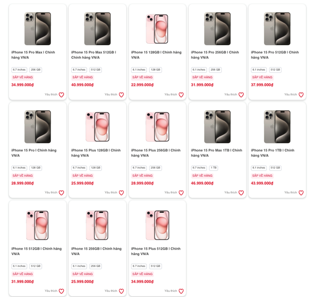 Khách Việt nhận iPhone 15 từ ngày 29/9, mua tối đa 2 chiếc mỗi mẫu