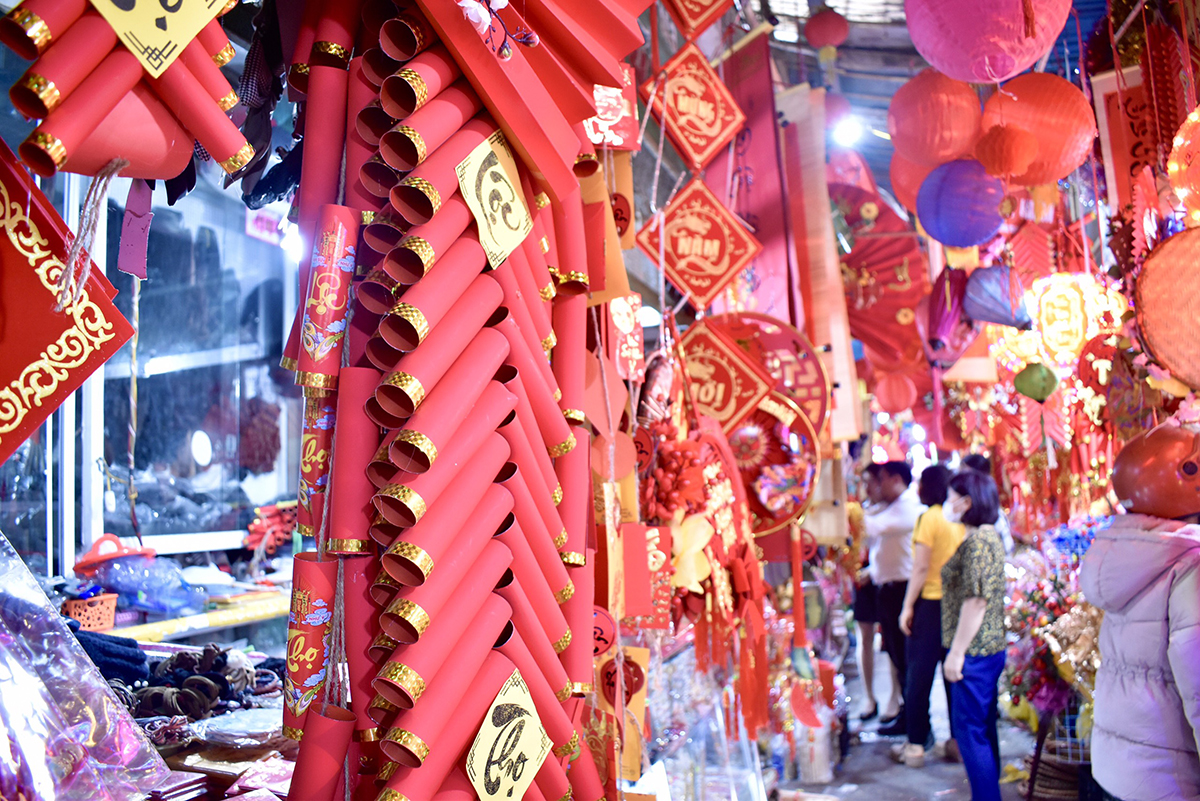 Brilliant red Tet decorations.