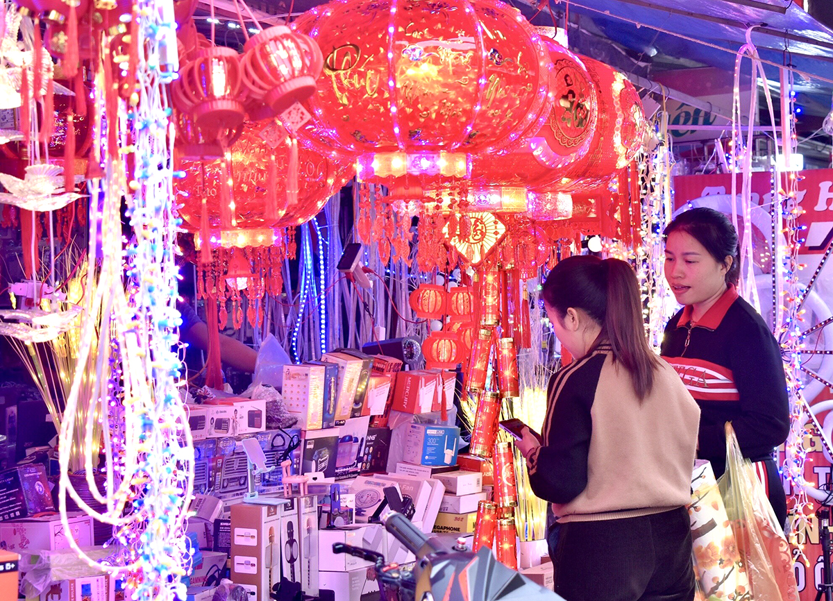 Brilliant red Tet decorations.