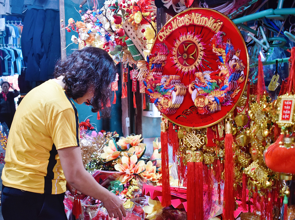 Brilliant red Tet decorations.