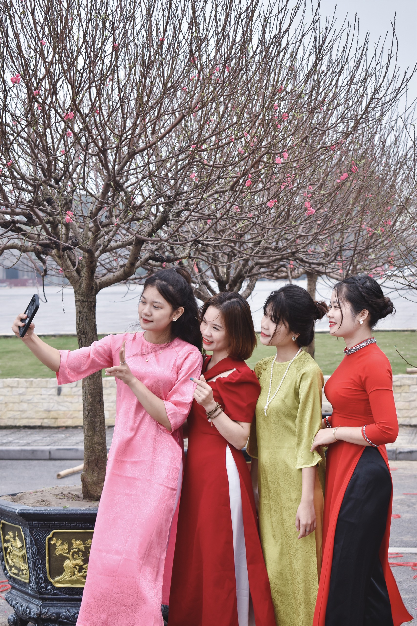 Vietnamese soul in ao dai during Tet