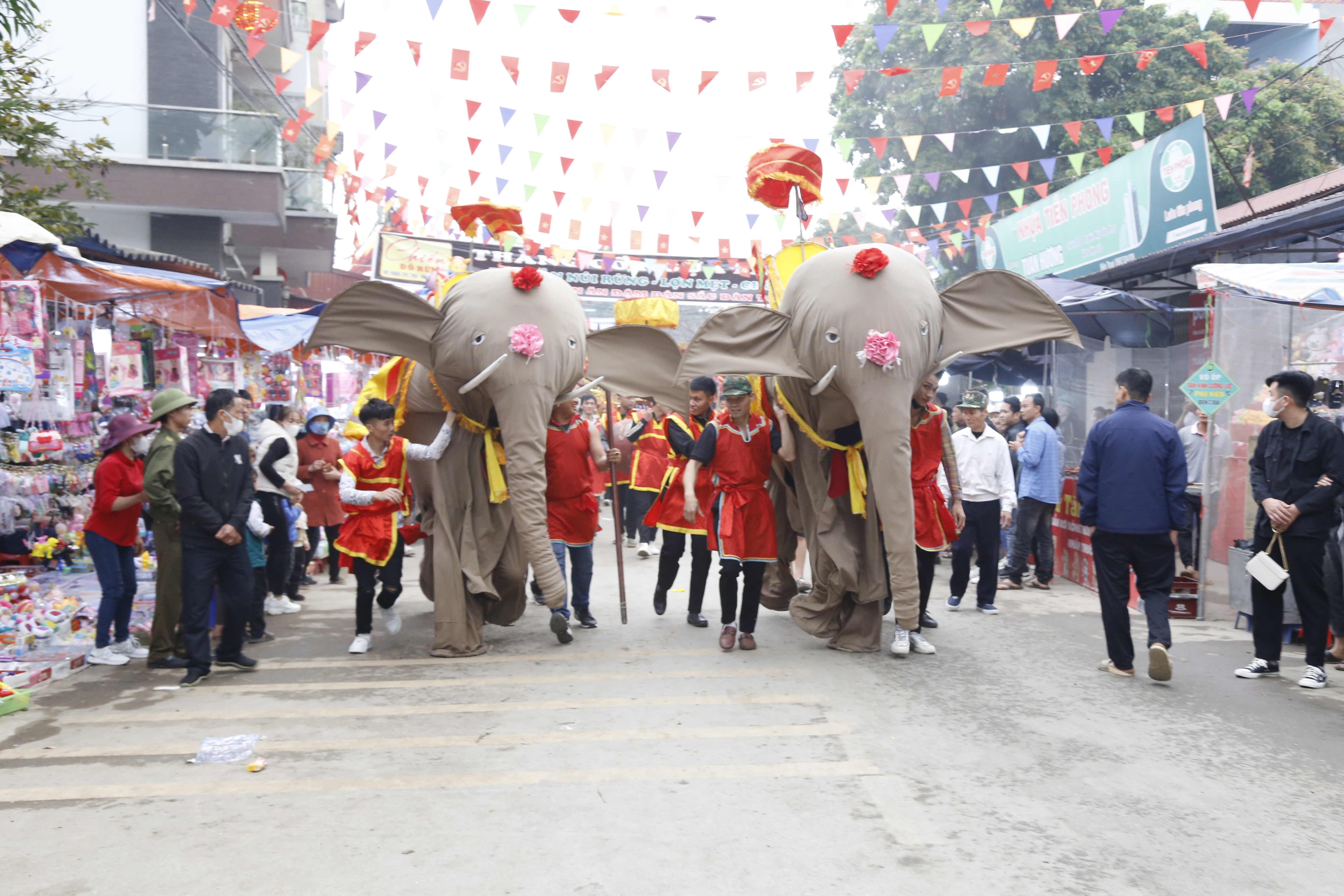 Celebrating the elephant procession festival at Dao Xa commune, Thanh Thuy district