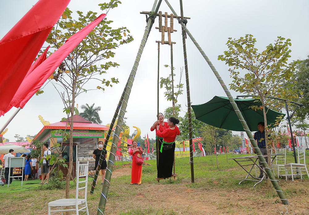 Performing traditional folk games during the Hung King Temple Festival