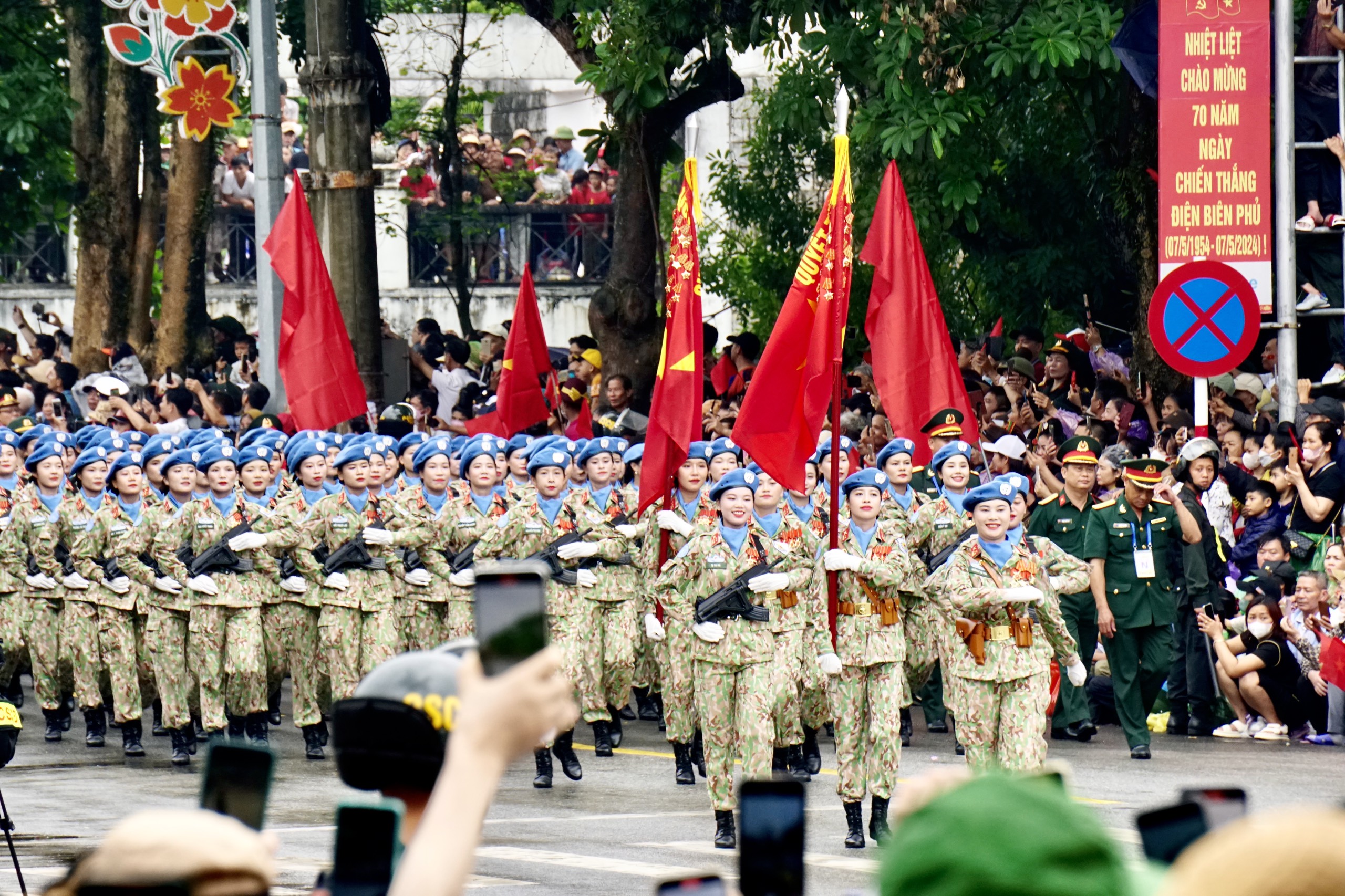 Heroic military march and parade on the streets of Dien Bien Phu city