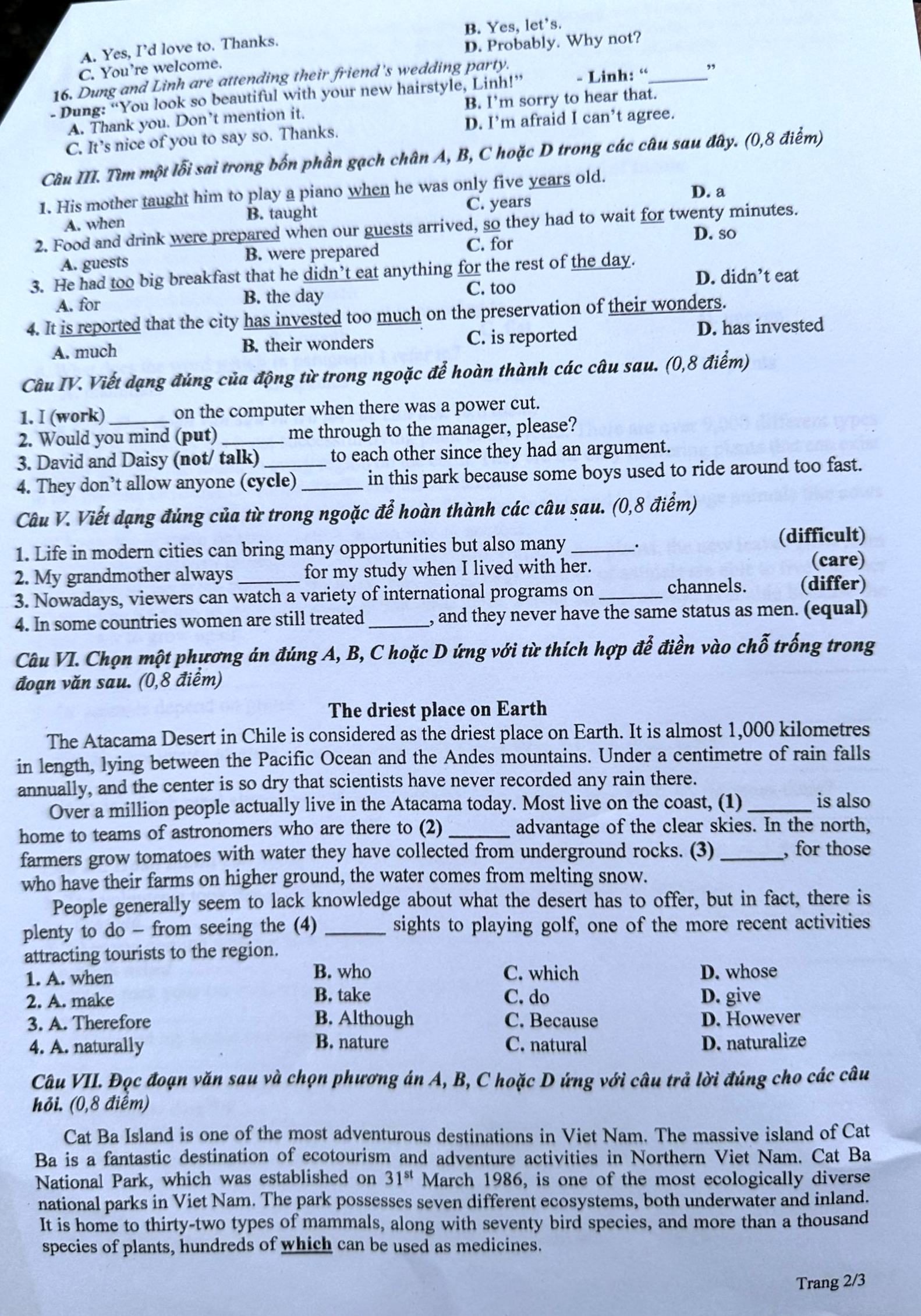 Gợi ý đáp án môn Tiếng Anh vào lớp 10 THPT