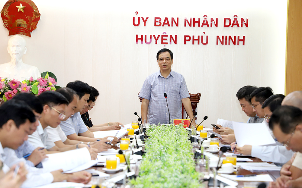 Inspection of the progress of investment projects on the construction and infrastructure business of industrial zones and clusters in Phu Ninh district