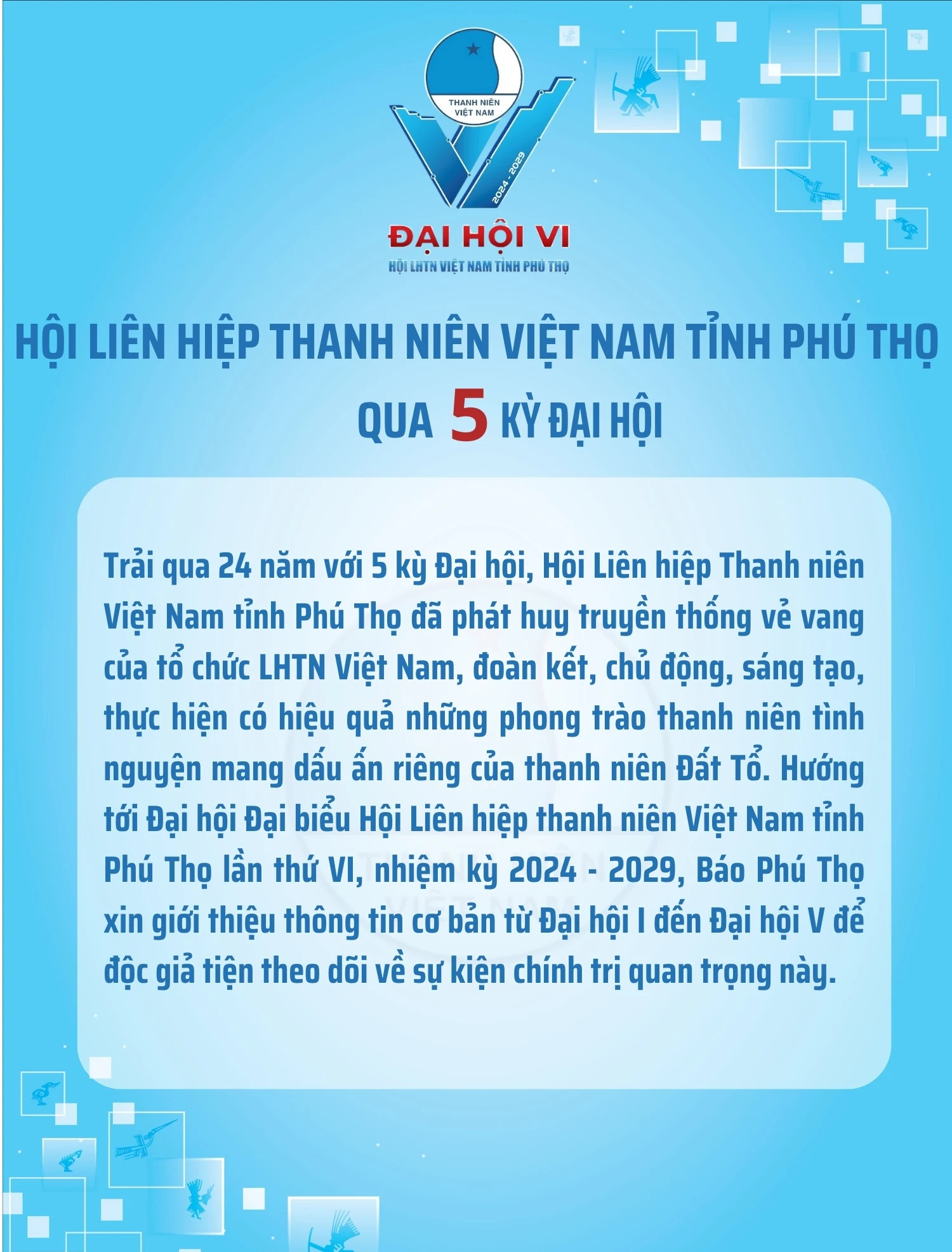 Hội LHTN Việt Nam tỉnh Phú Thọ qua 5 kỳ Đại hội