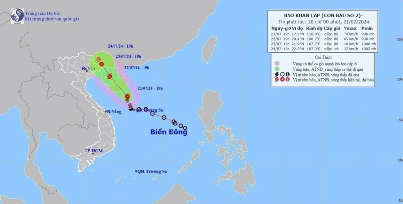 Bão số 2 di chuyển hướng Tây Bắc, Bắc Bộ và Thanh Hóa có mưa lớn kéo dài