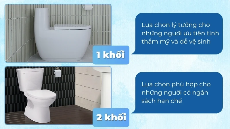 So sánh bồn cầu INAX 1 khối và bồn cầu 2 khối INAX