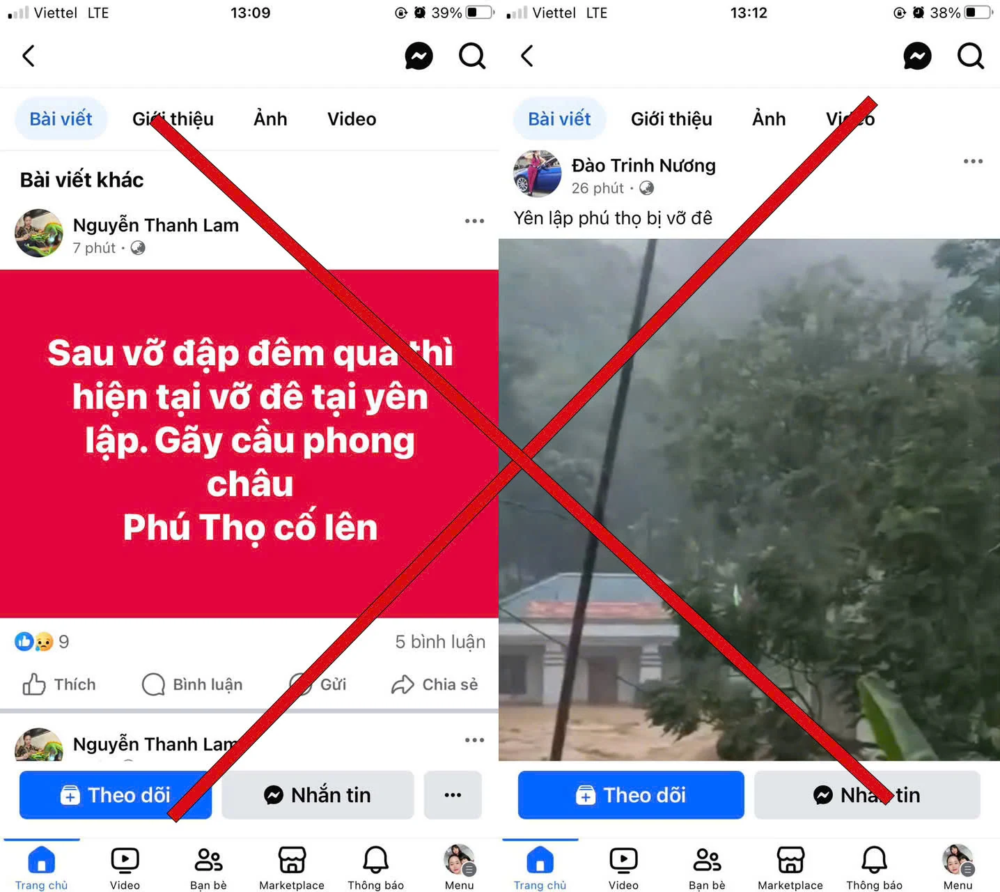 Thông tin trên mạng xã hội về việc vỡ đê ở Yên Lập là bịa đặt