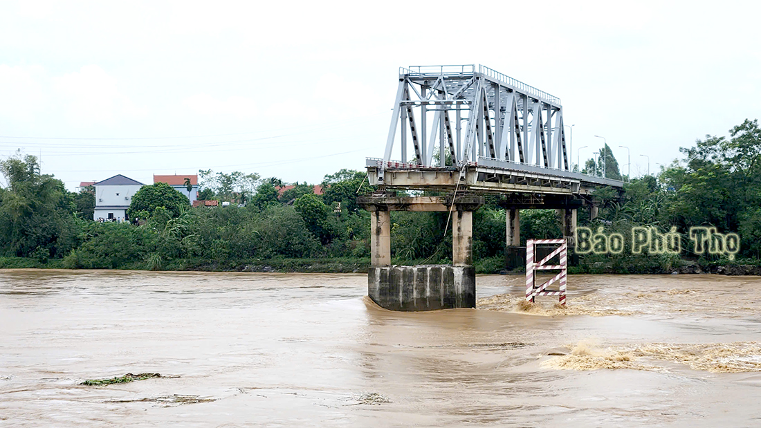 Sập cầu Phong Châu qua sông Hồng