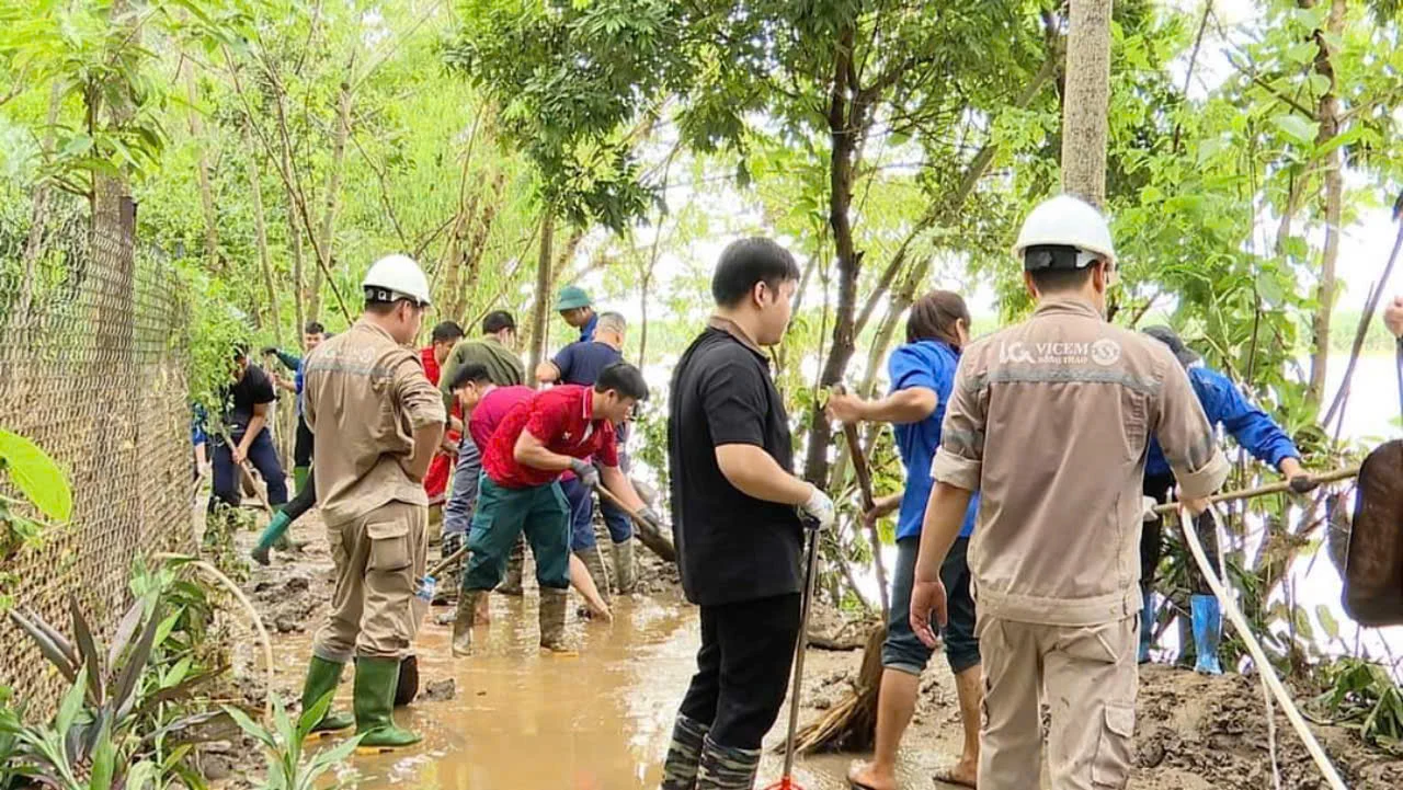 Tập trung vệ sinh môi trường sau lũ