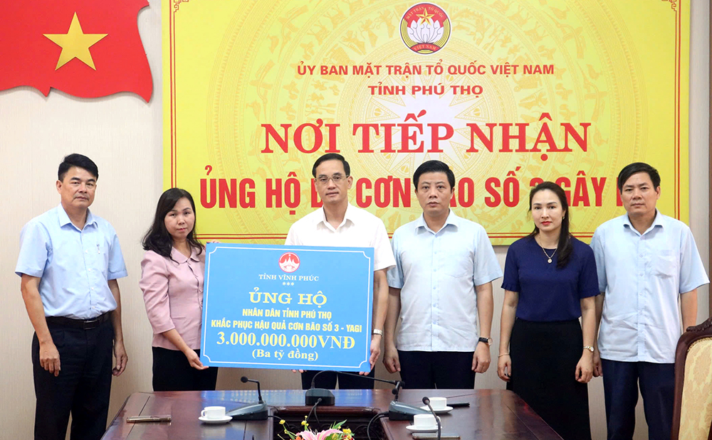 Vinh Phuc Province donates 3 billion VND to support recovery from Typhoon No. 3