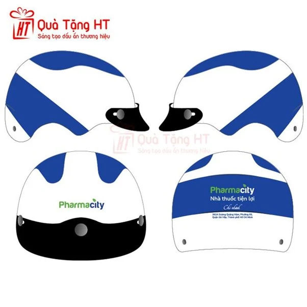 Nón bảo hiểm in logo nhà thuốc theo yêu cầu