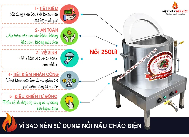 Nồi nấu cháo điện Inox 304, dung tích đa dạng, giá tốt