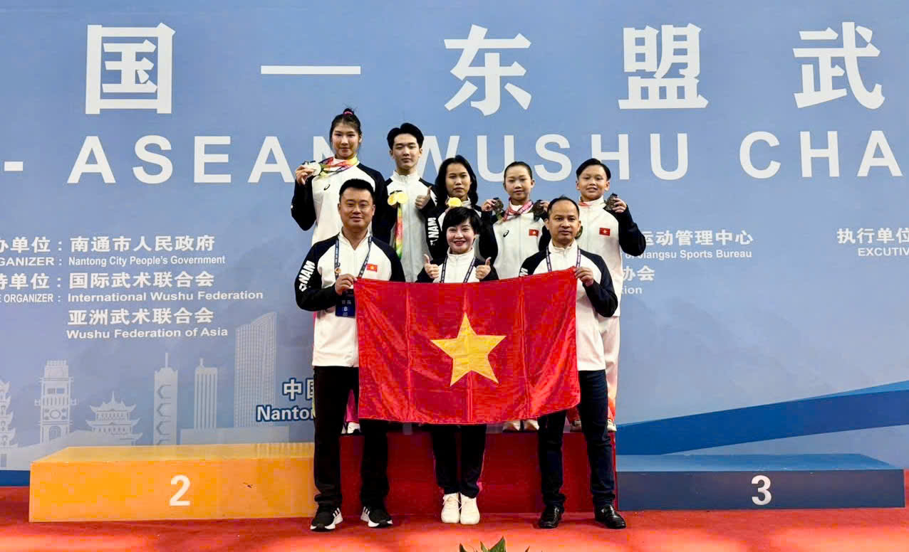 Phu Tho Athletes Win 3 Gold Medals at the China-ASEAN Wushu Championship