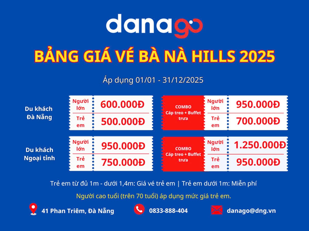 DANAGO công bố bảng giá vé Bà Nà Hills 2025