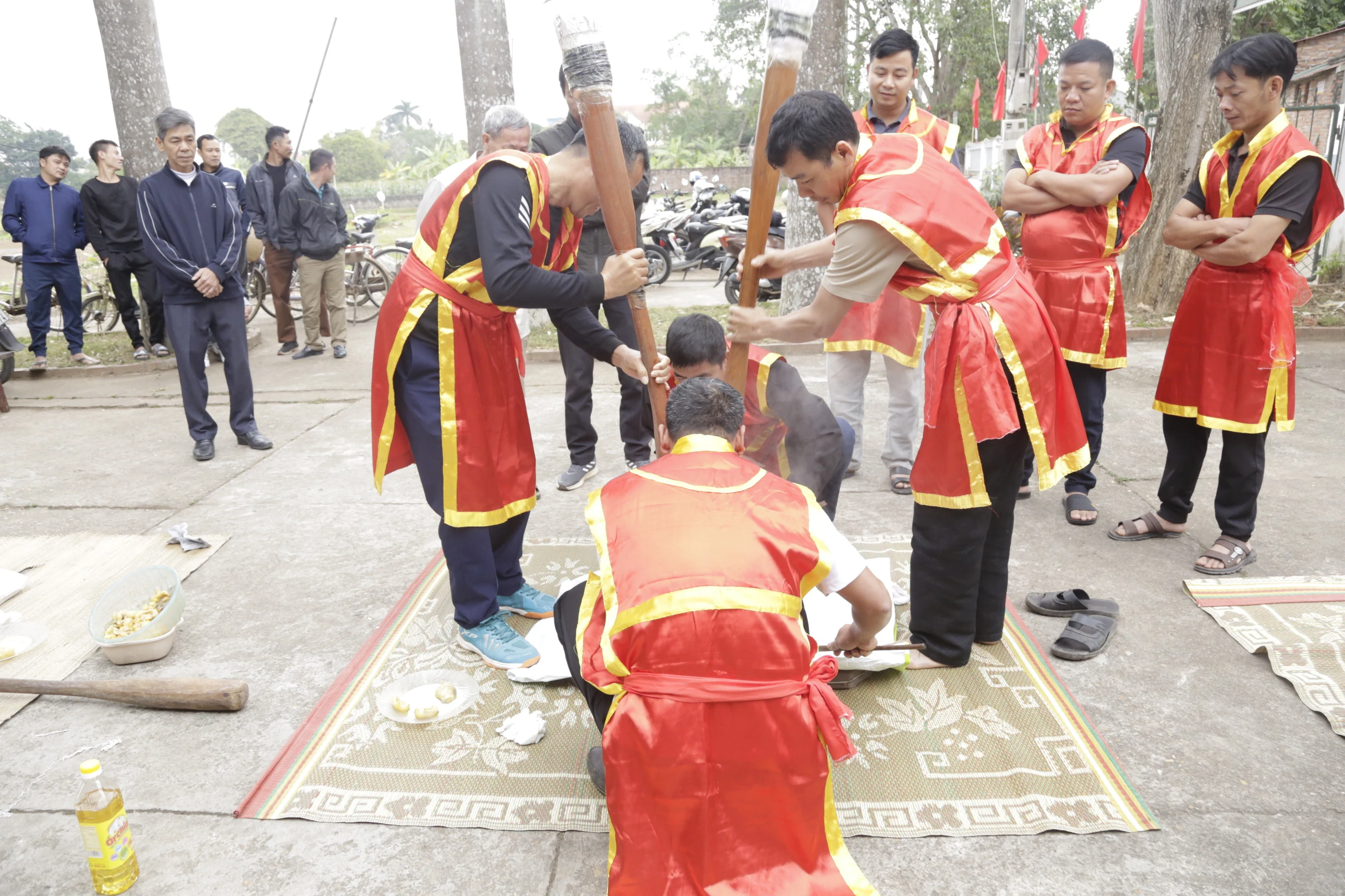 The custom of pounding rice cakes in Truc Phe village