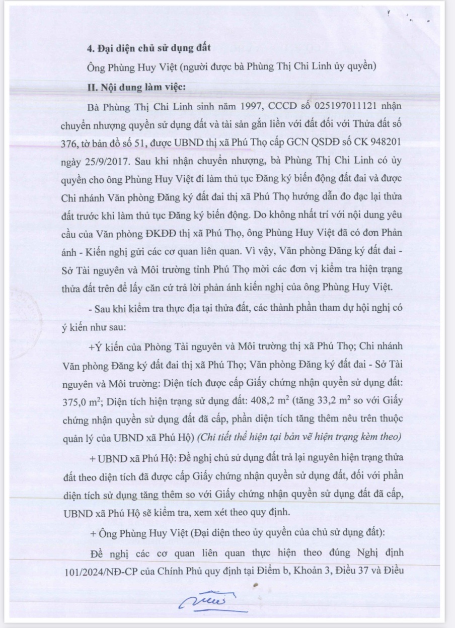 Đơn của ông Phùng Huy Việt đã được Văn phòng đăng ký đất đai - Sở Tài nguyên và Môi trường giải quyết, trả lời