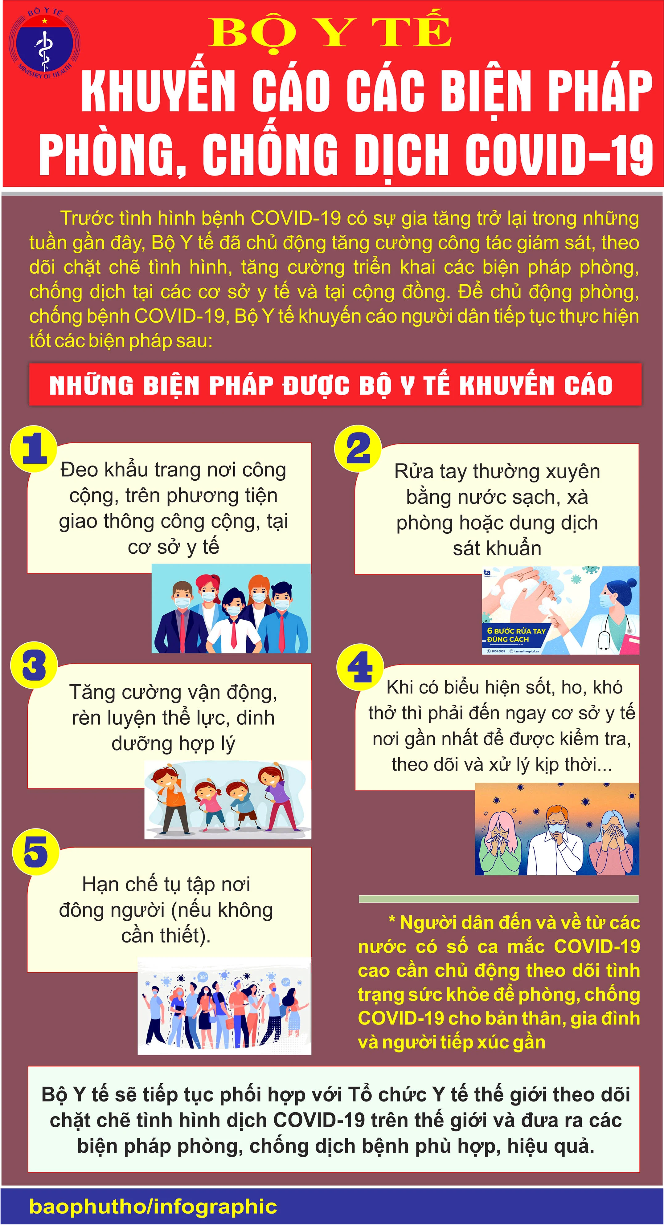Bộ Y tế khuyến cáo các biện pháp phòng, chống dịch COVID-19