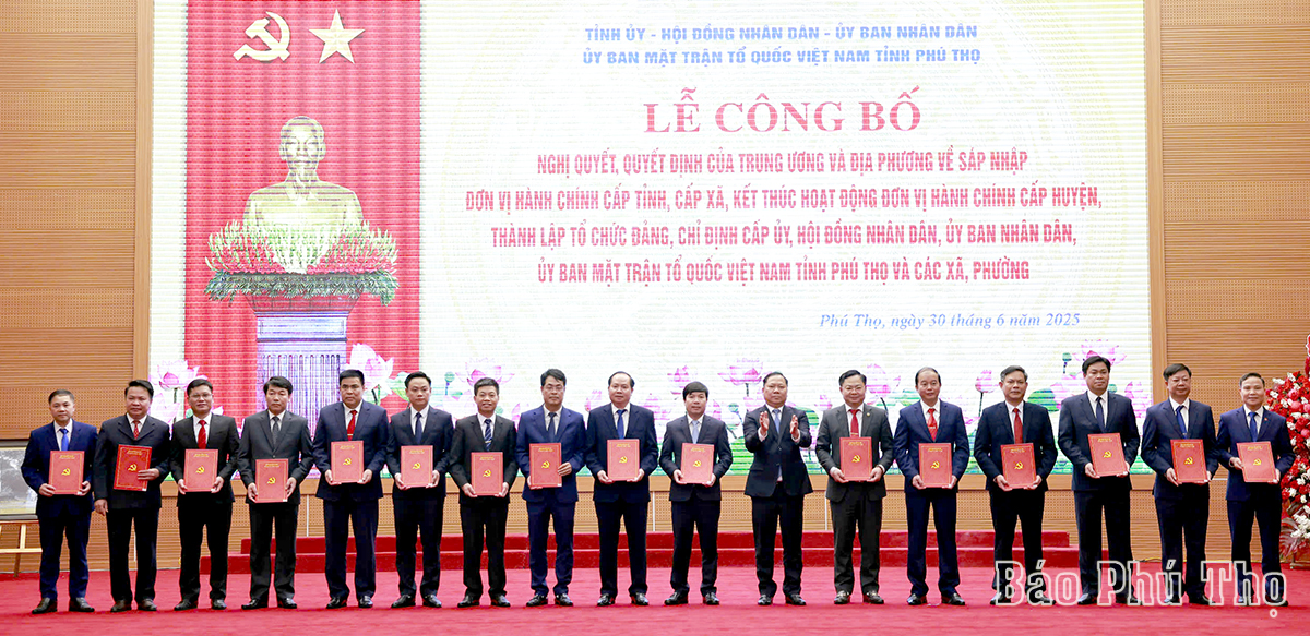 Công bố tổ chức bộ máy 148 xã, phường của tỉnh Phú Thọ (mới)