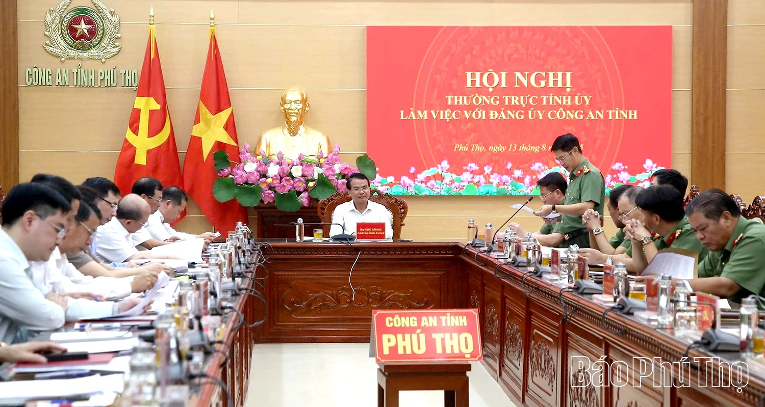 Thường trực Tỉnh uỷ làm việc với Đảng uỷ Công an tỉnh