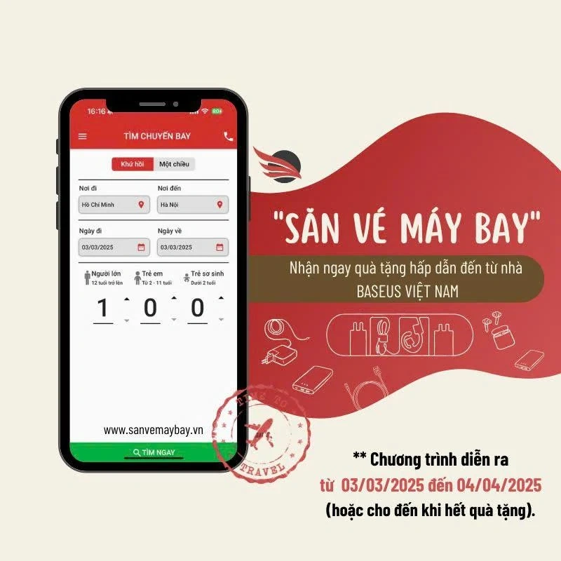 Mua Vé Máy Bay – Nhận Quà Công Nghệ Baseus Chính Hãng!