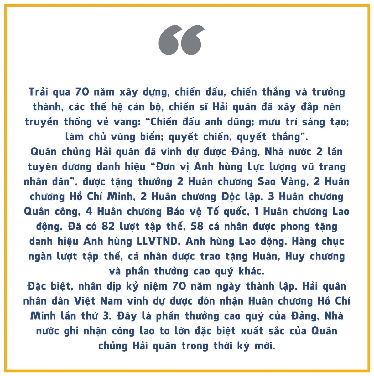 Hải quân nhân dân Việt Nam: 70 năm hành trình giữ biển