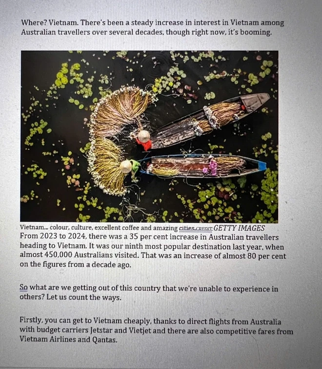 Ấn tượng đẹp về du lịch Việt Nam trong cảm nhận của nhà văn Australia