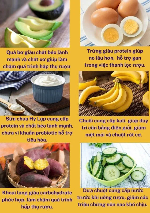 6 thực phẩm nên ăn trước khi uống rượu