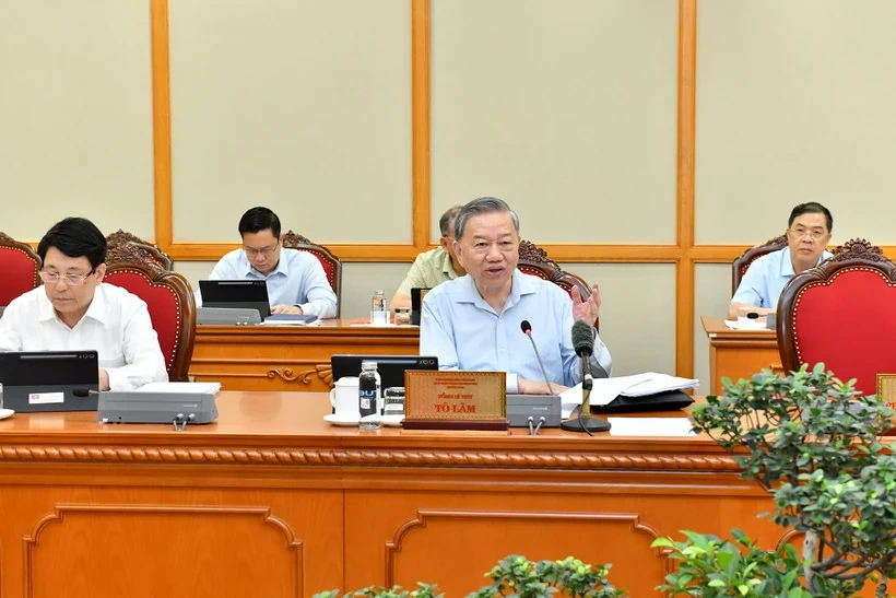 Tổng Bí thư Tô Lâm chủ trì họp về sắp xếp tổ chức bộ máy và đơn vị hành chính
