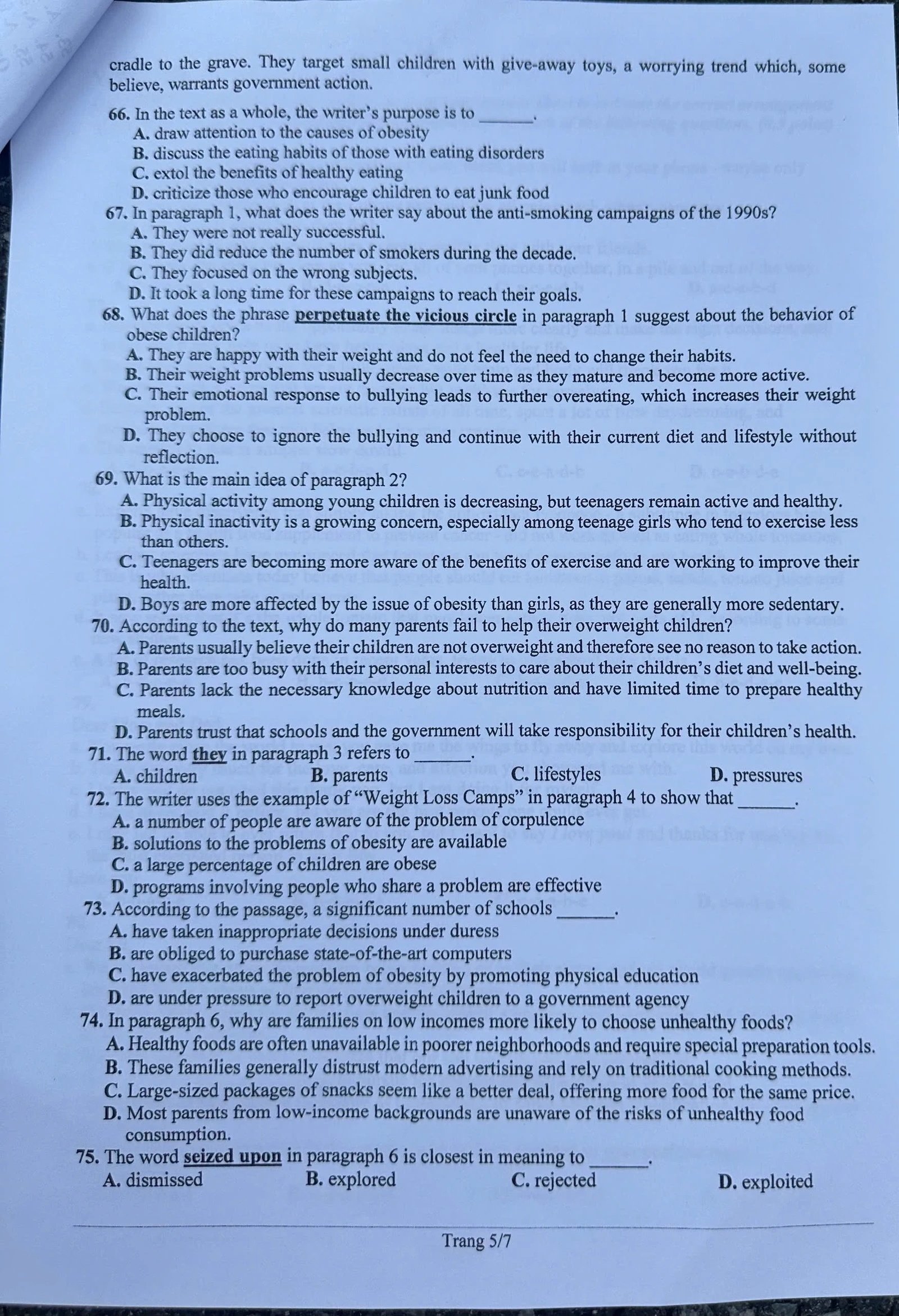 Gợi ý đáp án môn Tiếng Anh (chuyên Anh) vào lớp 10 Trường THPT Chuyên Hùng Vương