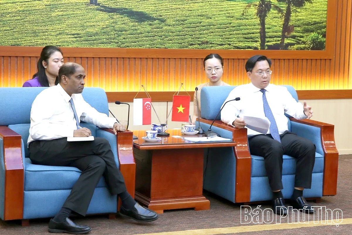 Chủ tịch UBND tỉnh Trần Duy Đông tiếp và làm việc với Đoàn Đại sứ Singapore tại Việt Nam