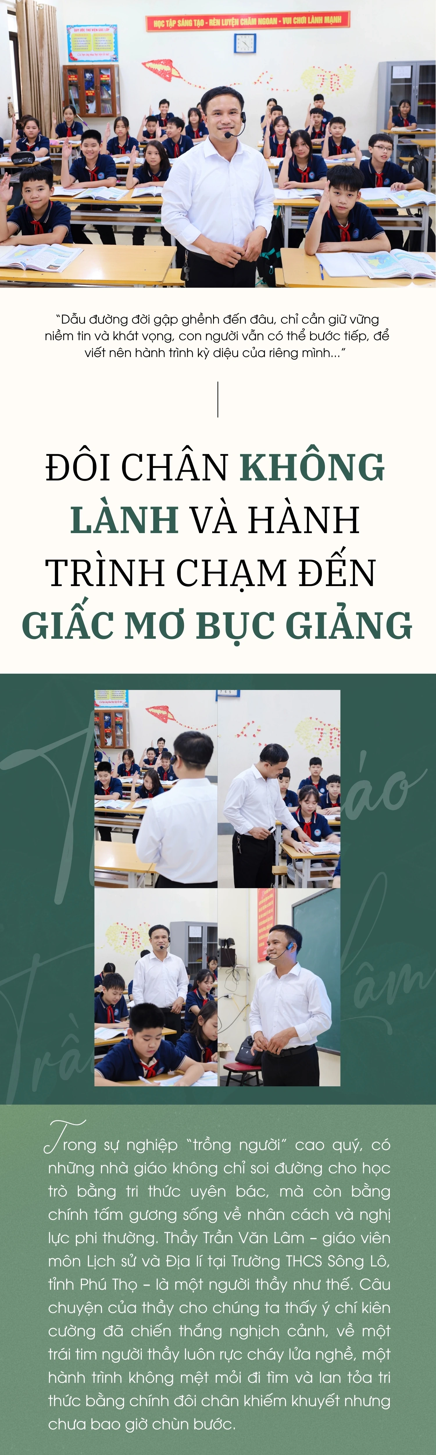 Đôi chân không lành và hành trình chạm đến giấc mơ bục giảng
