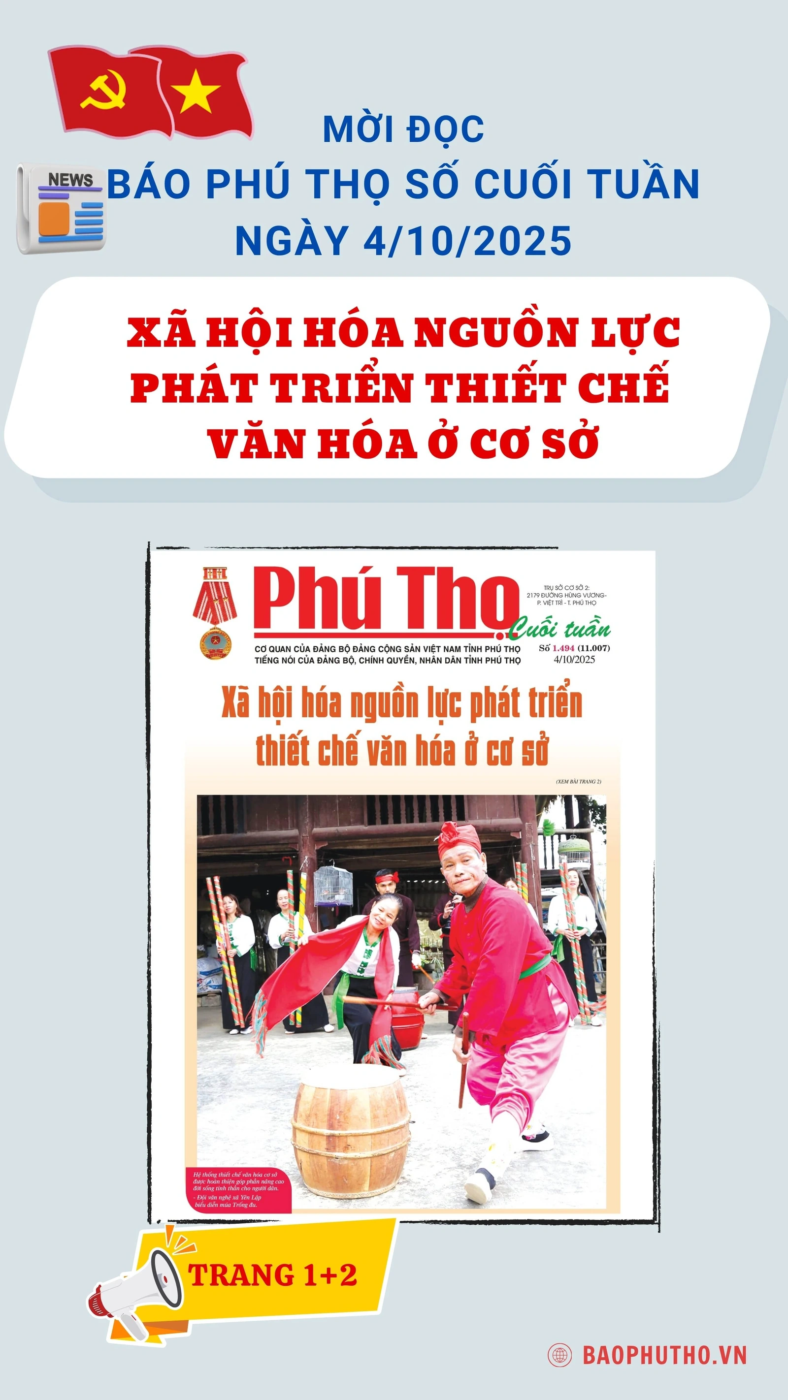 Báo Phú Thọ: Mời đọc số Báo Phú Thọ Cuối tuần phát hành ngày 4-10-2025