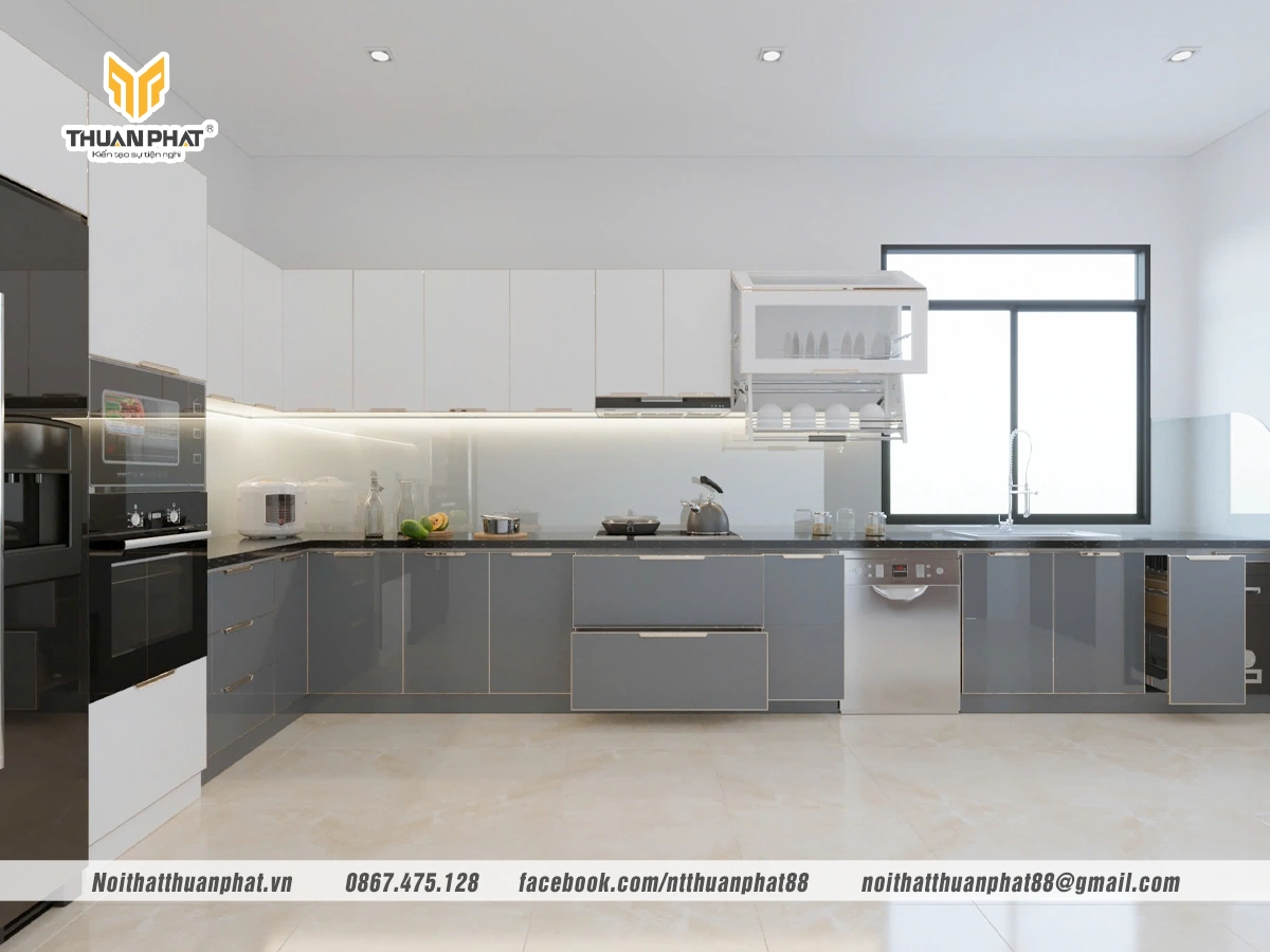Top 5 mẫu tủ bếp inox cánh kính dẫn đầu xu hướng 2025 tại Nội Thất Thuận Phát