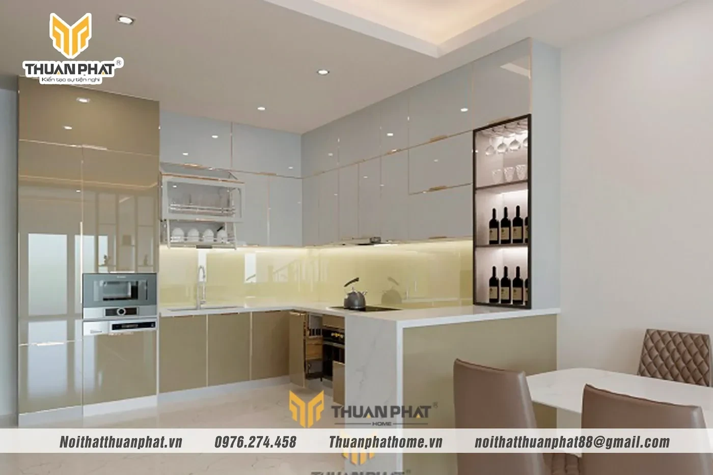 Top 5 mẫu tủ bếp inox cánh kính dẫn đầu xu hướng 2025 tại Nội Thất Thuận Phát