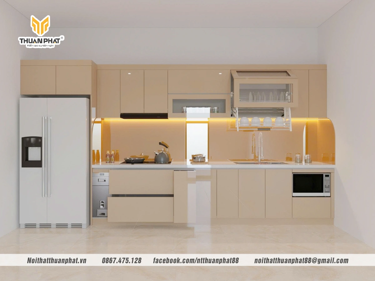 Top 5 mẫu tủ bếp inox cánh kính dẫn đầu xu hướng 2025 tại Nội Thất Thuận Phát