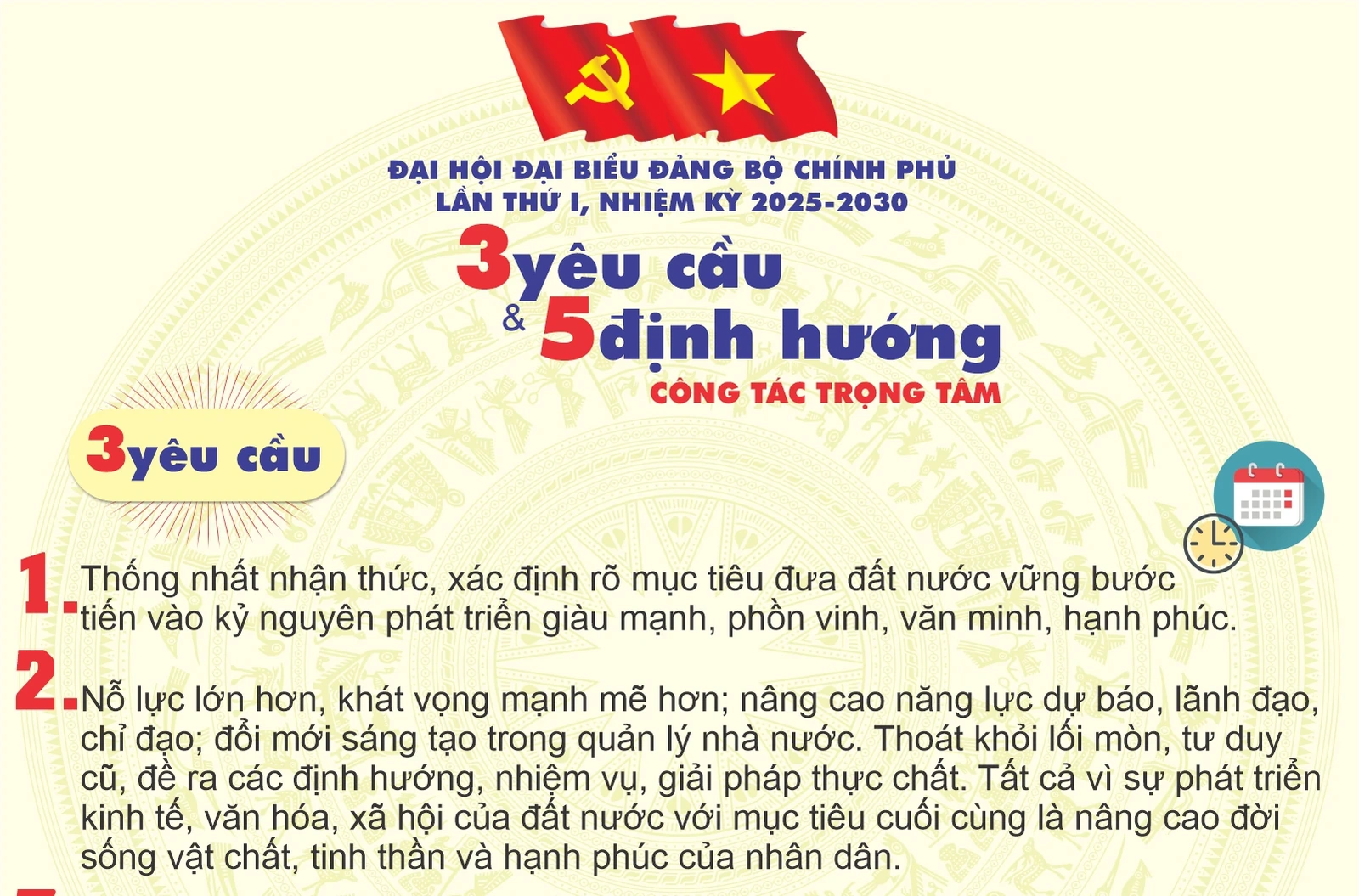 3 yêu cầu, 5 định hướng công tác trọng tâm