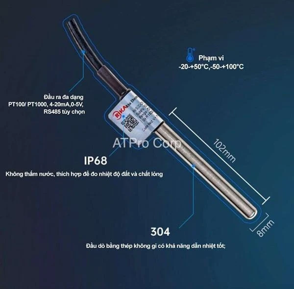 Cảm biến đo nhiệt độ đất, chất lỏng nhập khẩu chính hãng tại ATPro